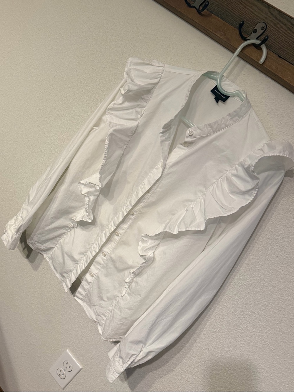 Who What Wear White Ruffle-Trim Button Front Blouse